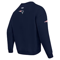 Men's Pro Standard Navy New England Patriots Turn It Up Drop Shoulder Pullover Sweatshirt