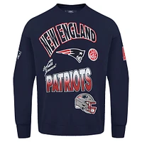 Men's Pro Standard Navy New England Patriots Turn It Up Drop Shoulder Pullover Sweatshirt