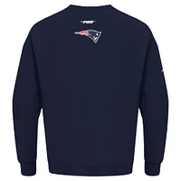 Men's Pro Standard Navy New England Patriots Turn It Up Drop Shoulder Pullover Sweatshirt