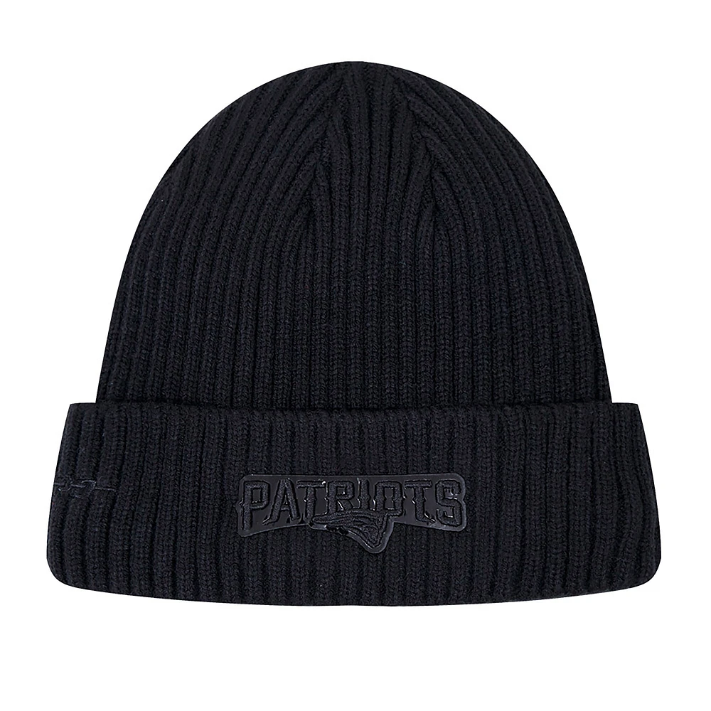 Men's Pro Standard New England Patriots Triple Black Cuffed Knit Hat