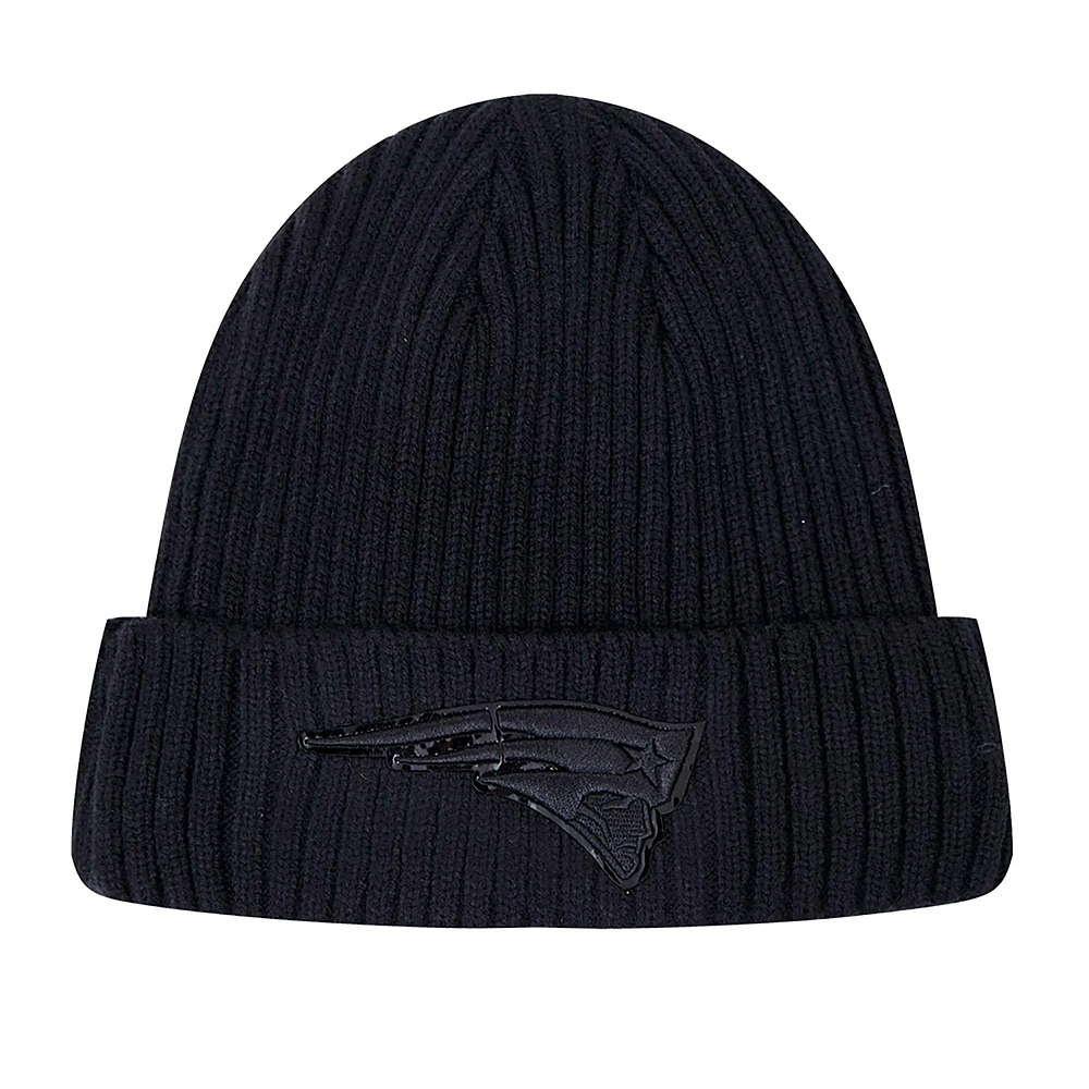 Bonnet en tricot à revers triple noir Pro Standard New England Patriots pour hommes