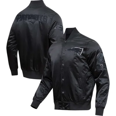 New England Patriots Pro Standard Triple Black Satin Full-Snap Varsity Jacket