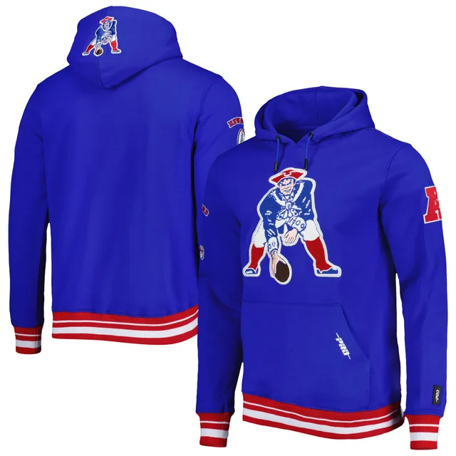 Men's New Era Royal New England Patriots Throwback Long Sleeve Hoodie  T-Shirt