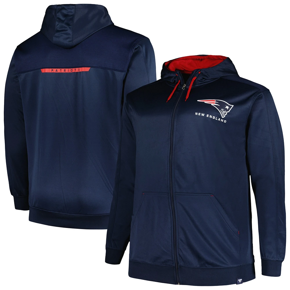 Sweat à capuche entièrement zippé Profile pour hommes des New England Patriots Big & Tall Defender