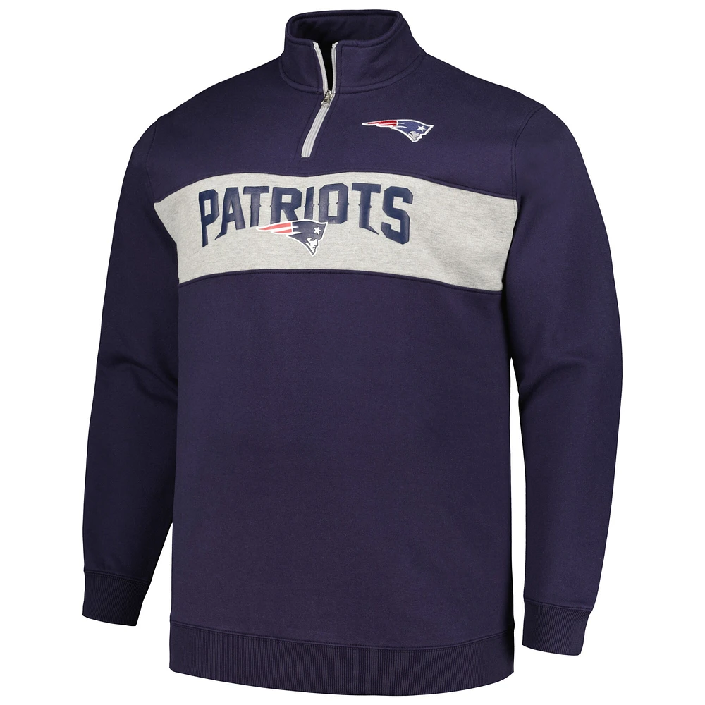 Veste en polaire à quart de zip pour hommes Profile Navy New England Patriots Big & Tall