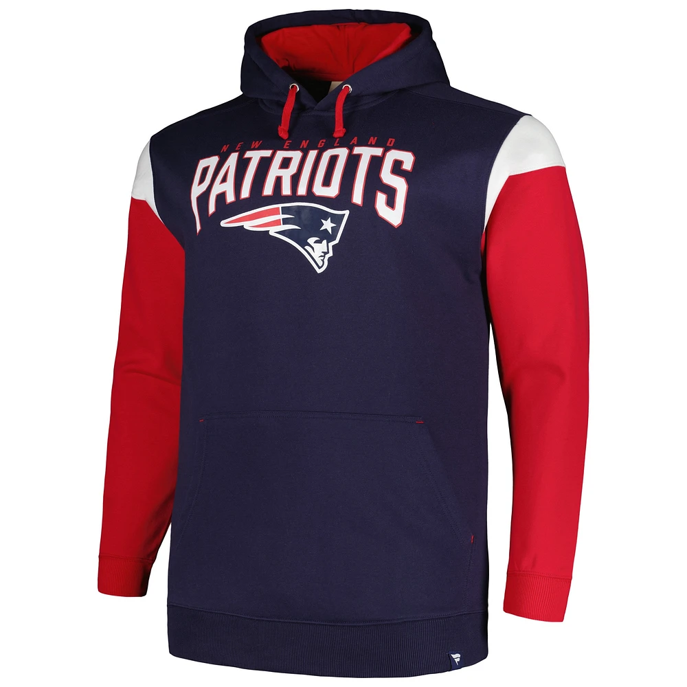 Men's Profile Navy New England Patriots Big & Tall Trench Battle Pullover Hoodie