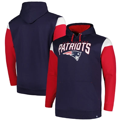 Men's Profile Navy New England Patriots Big & Tall Trench Battle Pullover Hoodie