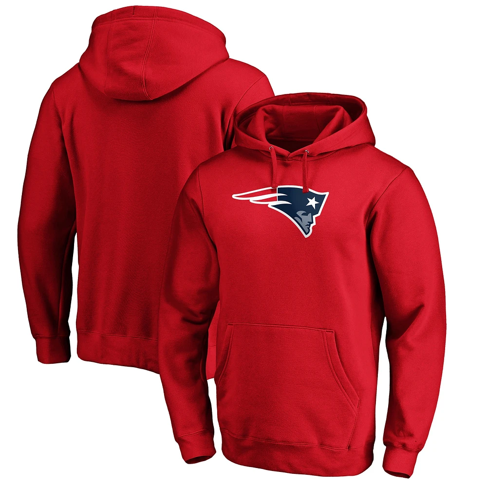 Men's Red New England Patriots Primary Logo Fitted Pullover Hoodie