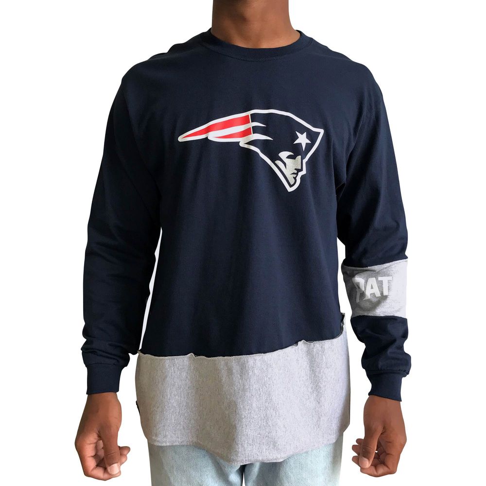 Lids New England Patriots Refried Apparel Sustainable Upcycled Angle Long  Sleeve T-Shirt - Navy/Gray