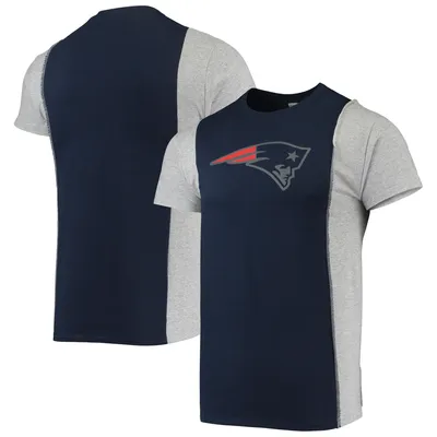 New England Patriots Refried Apparel Sustainable Split T-Shirt - Navy/Heathered Gray