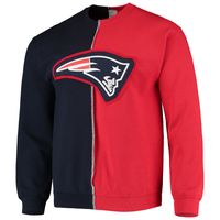 Men's Refried Apparel Navy/Red New England Patriots Sustainable Split Center Pullover Sweatshirt