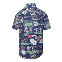 Chemise boutonnée panoramique bleu marine Reyn Spooner pour homme des New England Patriots