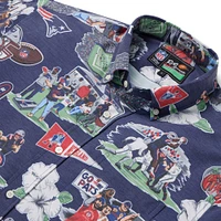 Chemise boutonnée panoramique bleu marine Reyn Spooner pour homme des New England Patriots