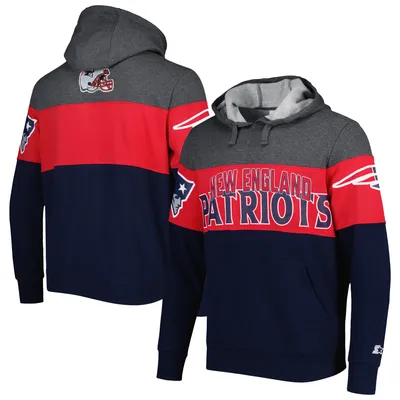 New England Patriots Starter Extreme Pullover Hoodie - Heather Charcoal/Navy