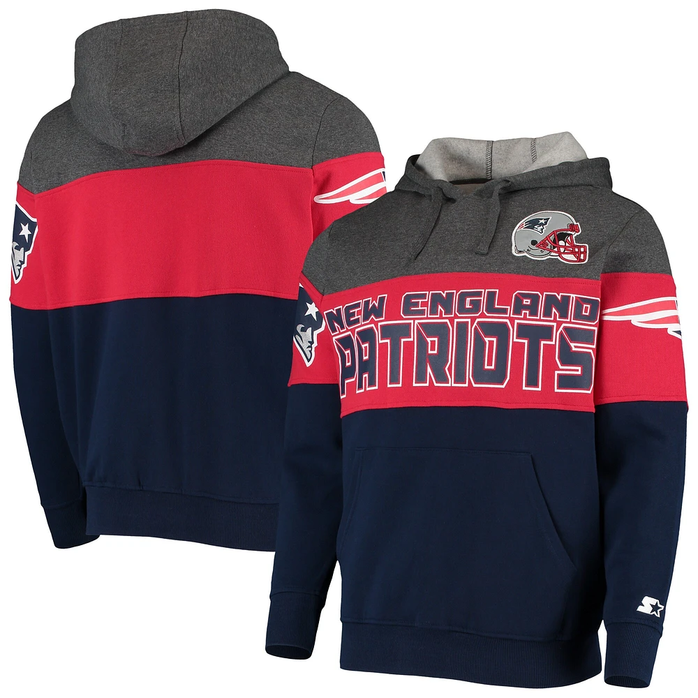 Chandail à capuchon pour homme Starter Heathered Gray/Red New England Patriots Extreme Fireballer