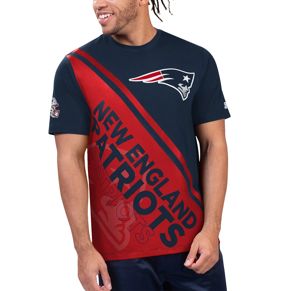 T-shirt Starter Line pour hommes, bleu marine/rouge, New England Patriots Finish