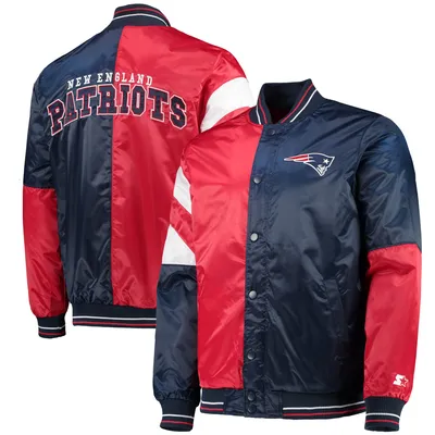 New England Patriots Starter Leader Varsity Satin Full-Snap Jacket - Navy/Red