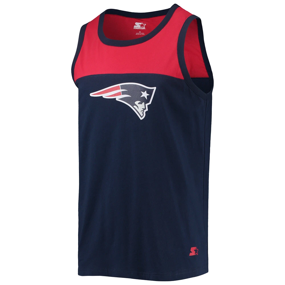 Débardeur Starter bleu marine/rouge New England Patriots Team Touchdown pour homme