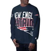 Men's Starter Navy New England Patriots Clutch Hit Long Sleeve T-Shirt