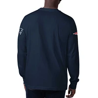 Men's Starter Navy New England Patriots Clutch Hit Long Sleeve T-Shirt