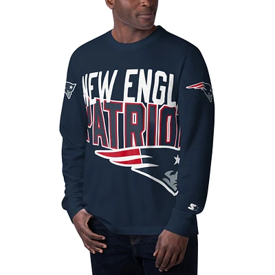 T-shirt à manches longues pour hommes Starter Navy New England Patriots Clutch Hit