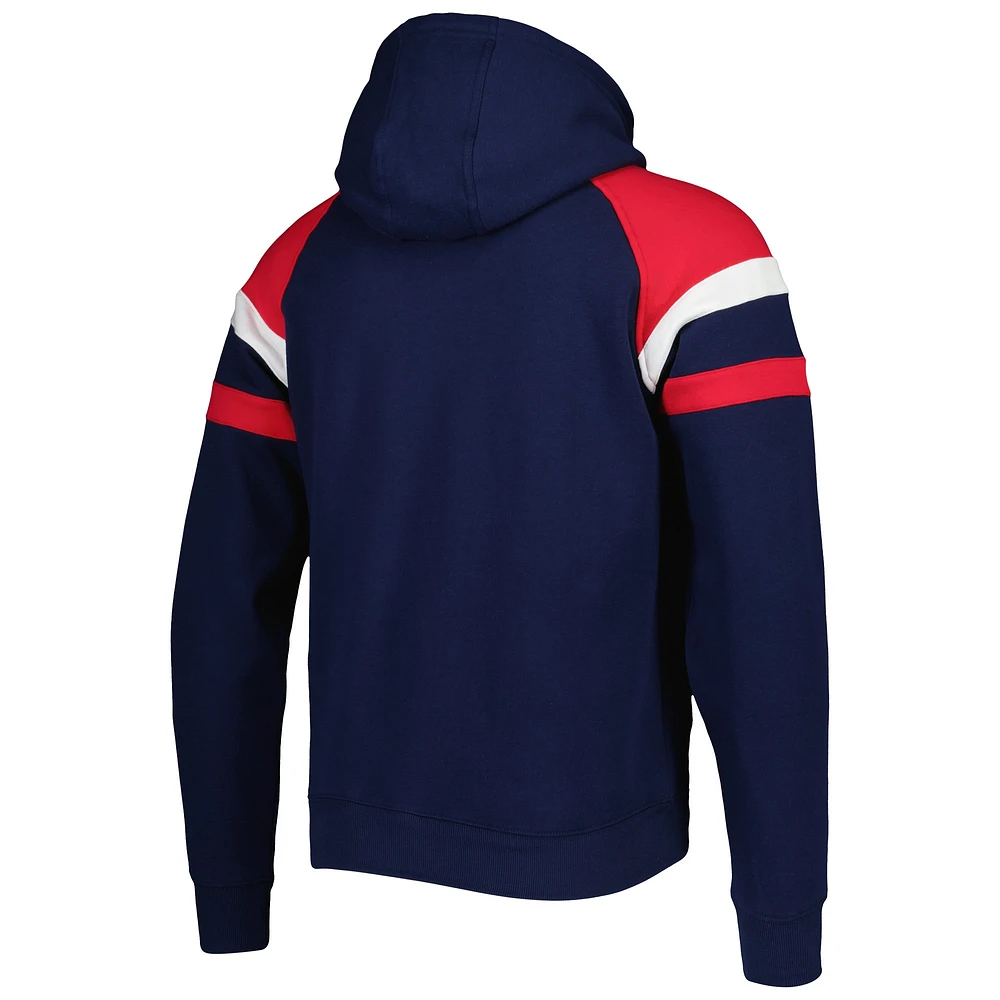 Chandail à capuchon enfiler raglan Starter des Patriots de la Nouvelle-Angleterre pour homme, bleu marine