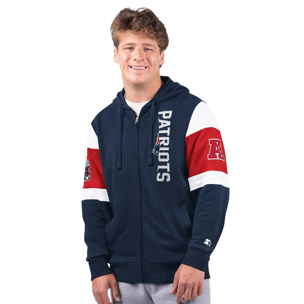 Sweat à capuche zippé pour homme New England Patriots Extreme bleu marine Starter