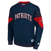 Men's Starter Navy New England Patriots Face-Off Pullover Sweatshirt