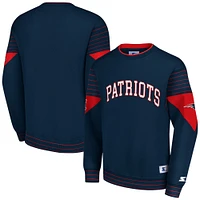 Men's Starter Navy New England Patriots Face-Off Pullover Sweatshirt