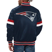 Veste universitaire en satin à bouton-pression pour hommes Starter Navy New England Patriots Home Game