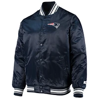 Men's Starter Navy New England Patriots Locker Room Satin Varsity Full-Snap Jacket