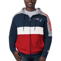 Men's Starter Navy New England Patriots Playoff - Hoodie Full-Zip Jacket