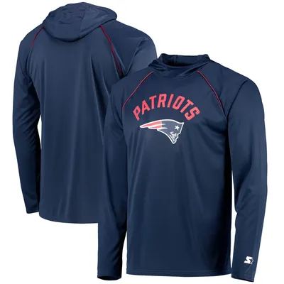 New England Patriots Starter Raglan Long Sleeve Hoodie T-Shirt - Navy