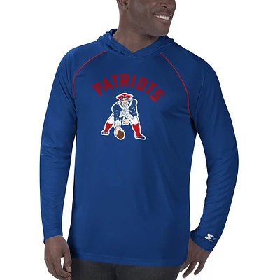 T-shirt à capuche raglan avec logo vintage des Patriots de la Nouvelle-Angleterre Starter bleu marine pour homme