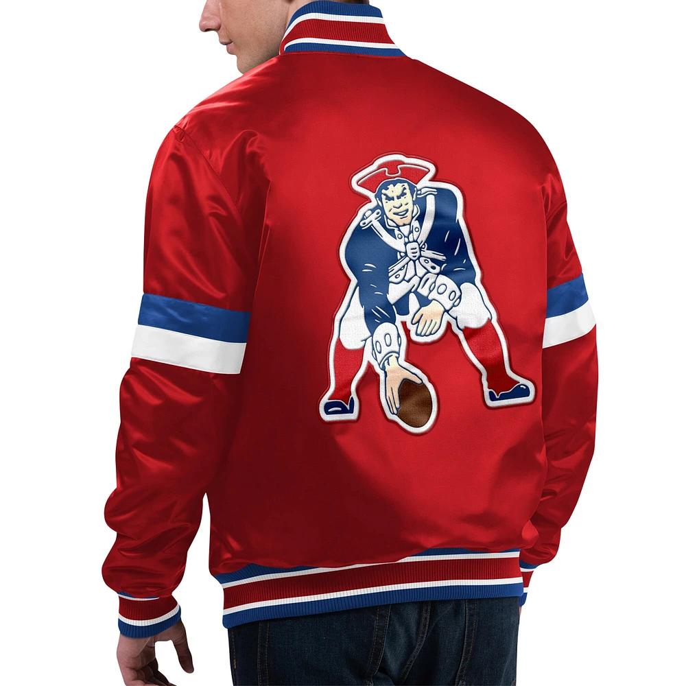 Veste universitaire à bouton-pression en satin pour hommes Starter Red New England Patriots Gridiron Classics Home Game