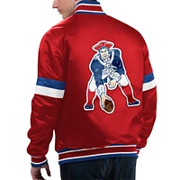 Men's Starter Red New England Patriots Gridiron Classics Home Game Satin Full-Snap Varsity Jacket