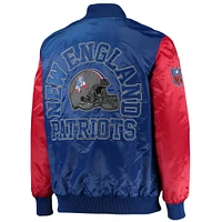 Veste Starter Royal/Rouge New England Patriots Locker Room Throwback Satin Varsity Full-Snap pour homme