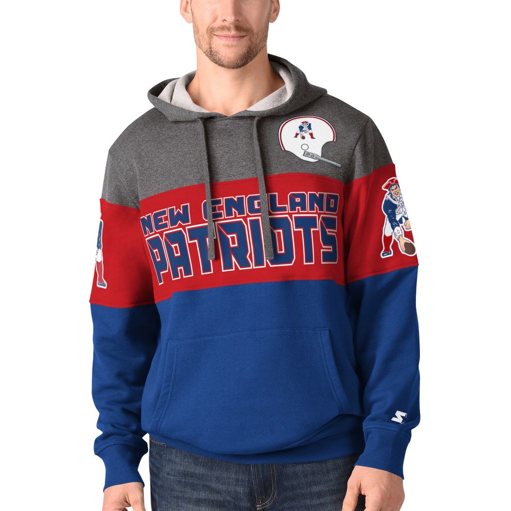 Men's Starter Royal New England Patriots Extreme Fireballer Throwback - Pullover Hoodie