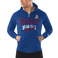 Men's Starter Royal New England Patriots Gridiron Classics Post Season Full-Zip Hoodie