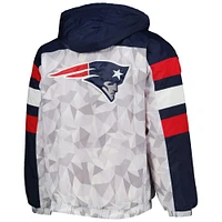 Men's Starter White/Navy New England Patriots Thursday Night Gridiron Raglan Half-Zip Hooded Jacket