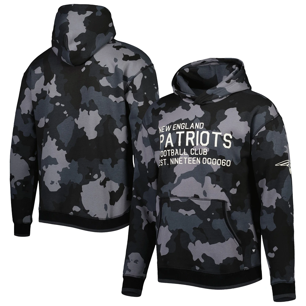 Men's The Wild Collective Black New England Patriots Camo Pullover Hoodie