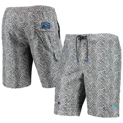 New England Patriots Tommy Bahama Baja Geo Wave Swim Shorts - Gray