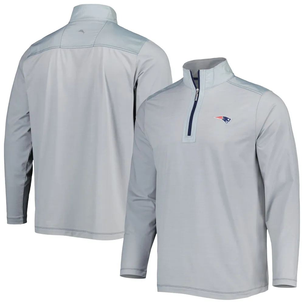 Men's Tommy Bahama Gray New England Patriots On Deck IslandZone Half-Zip Jacket