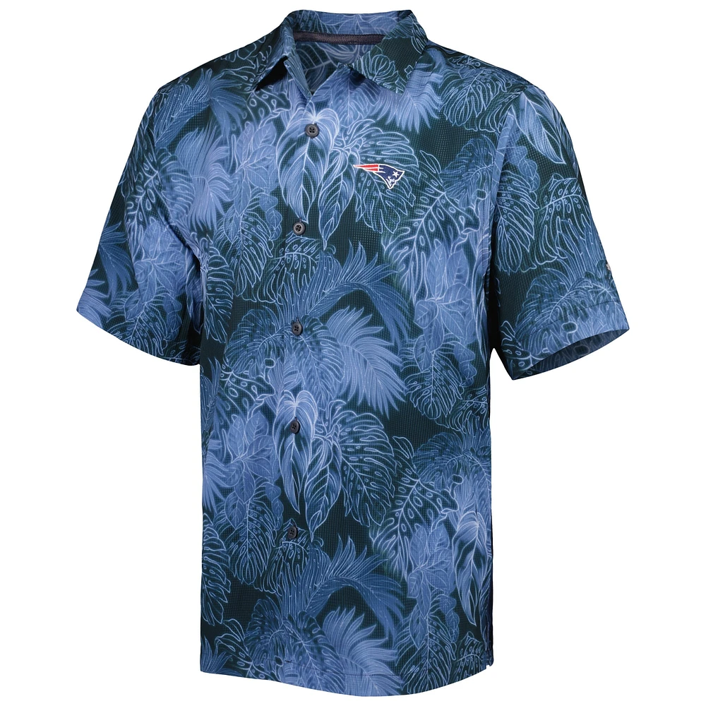 Men's Tommy Bahama Navy New England Patriots Big & Tall Coast Luminescent Fronds Camp IslandZone Button-Up Shirt