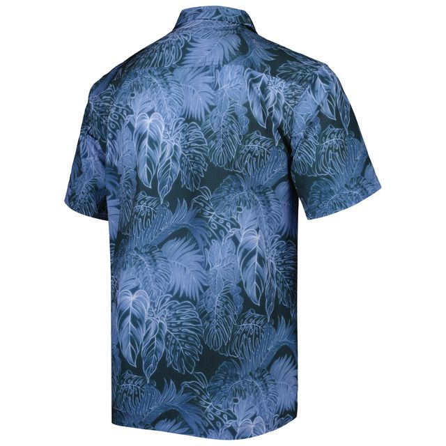 Chemise boutonnée Tommy Bahama Navy New England Patriots Coast Luminescent Fronds Camp IslandZone pour homme