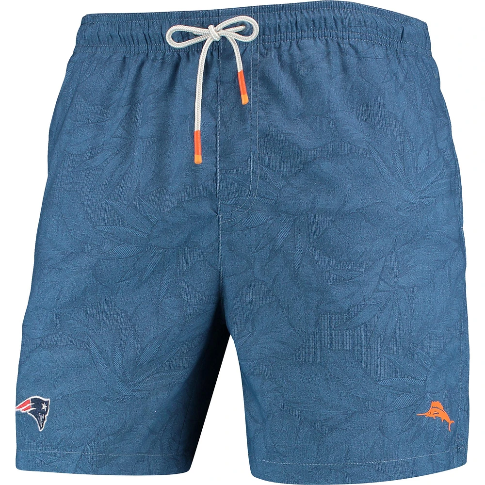 Men's Tommy Bahama Navy New England Patriots Naples Layered Leaves Swim Trunks