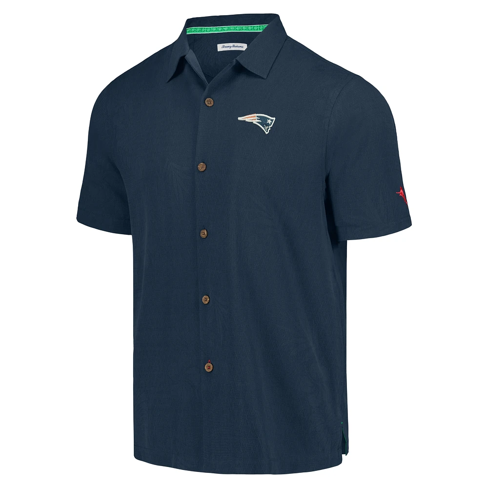 Men's Tommy Bahama Navy New England Patriots Tidal Kickoff Camp Button-Up Shirt