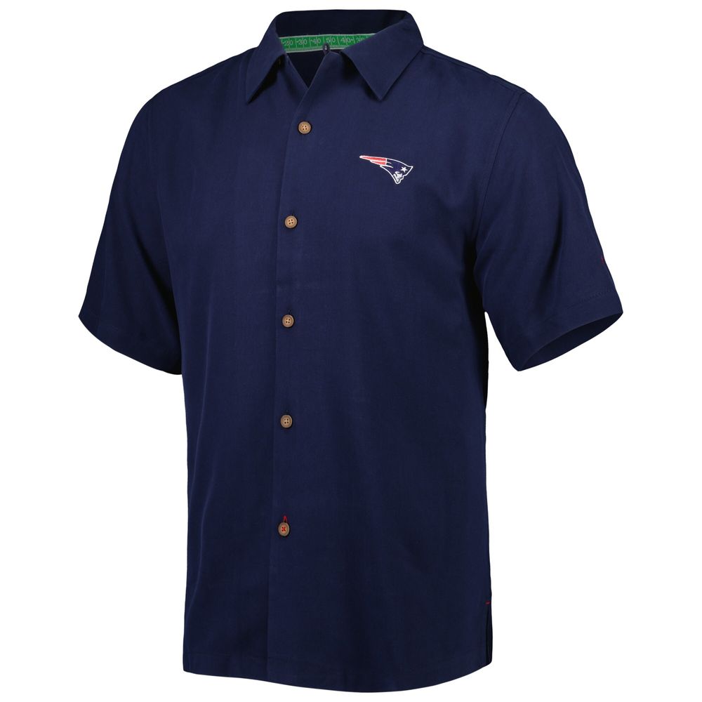 Men's Tommy Bahama Navy New England Patriots Top of Your Game Camp Button-Up Shirt