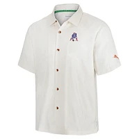 Men's Tommy Bahama White New England Patriots Coconut Matchup Camp Throwback Button-Up Shirt