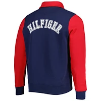 Sweat Tommy Hilfiger bleu marine/rouge New England Patriots Aiden Quarter-Zip pour homme